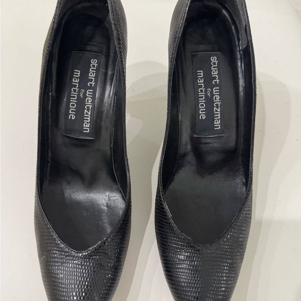 Stuart Weitzman Black Textured Heels